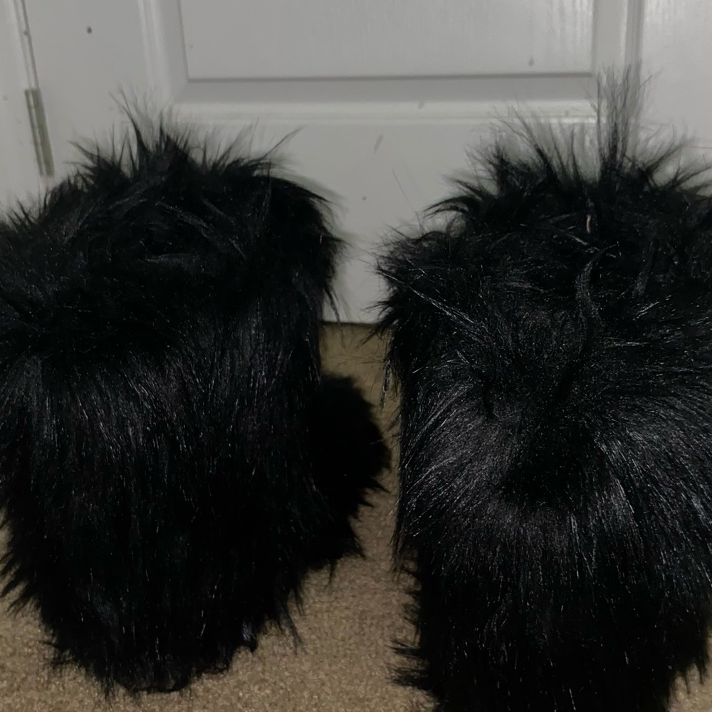 Fashion Nova Black Furry Ankle Boots